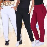 KIT COM 2 CALÇAS DE MOLETOM FELPADA PELUCIADA QUENTINHA COM BOLSOS LARGOS