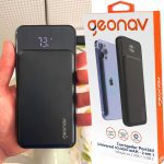 Geonav Carregador Portátil por Indução 10.000 mAh, 2 portas USB com Quick Charge (até 18W) e 1 porta USB-C com Power Delivery de 20W