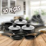 Conjunto De Panelas Antiaderente Preto Arnix 10 Peças