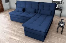 Sofá-cama Casal 3 Lugares Fixo Reclinável Veludo Matrix Dafne