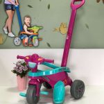 Bandeirante Mototico Passeio & Pedal Triciclo, Rosa/Verde, 76 x 50.5 x 91 cm