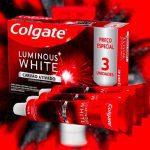 Creme Dental Clareador Colgate Luminous White Carvão Ativado 70g 3 unidades