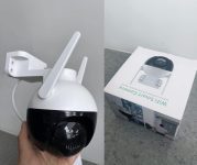 Câmera IP Sem Fio de Segurança Externa HD 4MP, Câmera de Visão Noturna Infravermelha WiFi, IP66 à Prova D’água e à Prova de Poeira, Chamada de Voz Bidirecional, Campo de Visão Completo PTZ 360 Graus, Detecção de Movimento