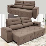 Sofá Retrátil Reclinável 4 Lugares Suede Moviment Grazzia Linoforte