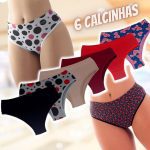 Kit com 6 Calcinhas Cintura Alta Conforto