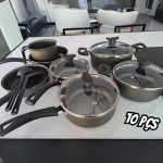 Jogo de Panelas 10 Peças Preto Antiaderente