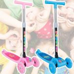 Patinete infantil 3 rodas com luzes led dobrável e ajustável menino menina