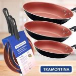Tramontina JOGO FRIGIDEIRAS 3PCS CARIBE PRETO – SORTIDOS DE ALUMINIO