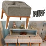 Puff em Linho Quadrado Valentin Agarb Linho