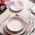 Aparelho de Jantar e Chá 20 Peças Tramontina – Porcelana Rose Redondo