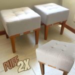 Kit 2 Puff Banquetas Apolo Para Sala de Estar Madeira Maciça Sanna Decor