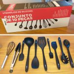 Conjunto Kit Utensílios De Cozinha Silicone Inox – Jogo de Utensilio 10 peças