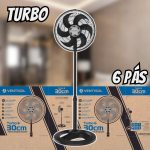 Ventilador De Coluna 30cm Premium Turbo 6 Pás Voc6p Ventisol