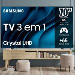 Samsung Smart TV Crystal 70″ 4K UHD CU8000 – Painel Dynamic Crystal Color, Samsung Gaming Hub, Design AirSlim, Tela sem limites, Alexa
