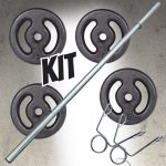 Kit 20kg Anilhas + 1 Barra 120cm Com Presilhas