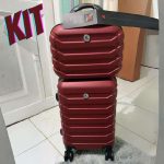 Kit Mala Bordo Com Roda Removível E Frasqueira Bagagem de Mão ABS Rígido Rodinhas 360º