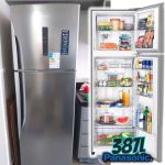 Geladeira Panasonic Frost Free Duplex Aço Escovado 387l Top Freezer