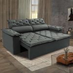 Sofá Retrátil e Reclinável Cama Inbox Compact 1,50m Tecido Suede Velusoft