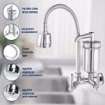 Torneira Metal Inox Filtro Gourmet Pia Cozinha Parede