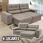 Sofá Retrátil Reclinável 4 Lugares Suede Brunello Linoforte