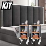 Conjunto Cabeceira Cama Casal 1,40 Com Mesa de cabeceira Quarto Luxo