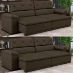 Sofá Retrátil Reclinável 3 Lugares Veludo Bipartido Caribe Flexforma Estofados