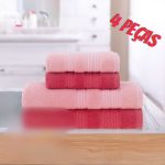 Jogo de Toalhas Buddemeyer Frape Dots Banho Rosa/Coral 4 peças