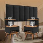 Kit completo para Quarto Casal Cabeceira Julia 1.40 Padrão com Mesas de Cabeceira Sleep