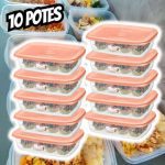 kit 10 potes plástico hermético 785ml sanremo Cor:Coral