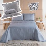Cobre Leito Colcha Queen 3 peças Dupla Face Micro Percal 150 Fios Matelado Pastilhas