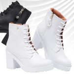 Bota Feminina Cano Curto Fashion Salto Alto Tratorado