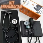 Kit Enfermagem Acadêmico Preto Estetoscópio Esfigmo Ap de Pressão Com Bolsa P.A Med