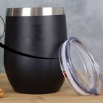 Mimo Style Copo Térmico de Aço Inoxidável Parede Dupla Preto 350ml Com Tampa de Polipropileno