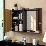 Espelheira Armário para Banheiro com Prateleiras e 1 Porta Madri