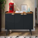 Aparador Balcão Buffet 3 Portas com Prateleira Puxador Concha