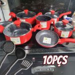 MIMO STYLE, Jogo De Panelas 10 Pçs Indução Red Revestimento Cerâmico