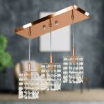 Lustre Pendente Clearcast Triplo Cristal Legitimo New Cobre