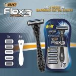 BIC Aparelho De Barbear Flex3 Hybrid 3 Lâminas Extra Suave + 5 Cargas