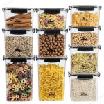 Kit 10 Potes Hermeticos Retangular Com Trava, Vedação Em Silicone, Bpa Free Empilhaveis – House Organizer