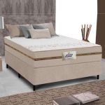 Cama Box Casal Colchão Molas Flora Bege 138x188x60cm