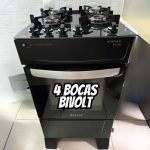 Fogão Atlas 4 Bocas preto Atenas Glass com Acendimento automático Bivolt