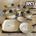 Brinox, Conjunto Panelas, 8pcs Ceramic Life Smart Plus, Vanilla