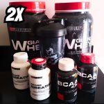 Kit 2x Whey Protein + 2x Bcaa + 2x Creatina + Coqueteleira Sabor Chocolate