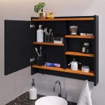 Armário Com Espelho Porta Gancho Para Toalha Banheiro