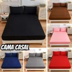 Jogo Lençol De Cama Casal 3 Peças Liso C/ Elástico