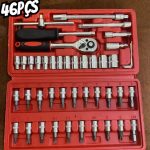 Kit Chaves Jogo Catraca Reversível Soquetes 46 Peças Maleta
