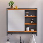 Armário Com Espelho Porta Gancho Para Toalha Banheiro Genova