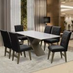 Conjunto Mesa Preto Dubai 1,60m Mdf Com 6 Cadeiras