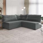 Sofá De Canto 5 Lugares Renaut Suede Cinza