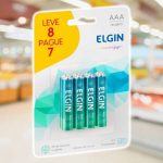 Pilha Alcalina AAA com 8 unidades Elgin Palito